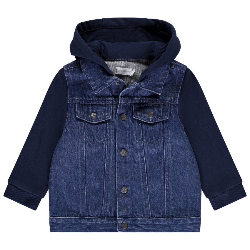 Veste bi-matière à capuche pour bébé garçon