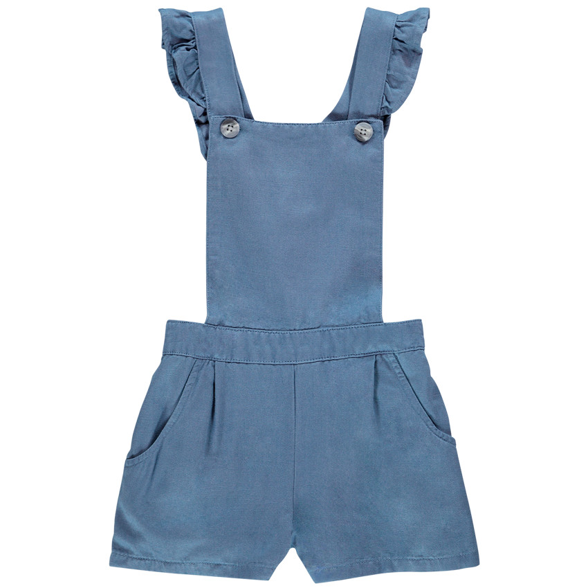 Salopette courte bleue en lyocell pour enfant fille