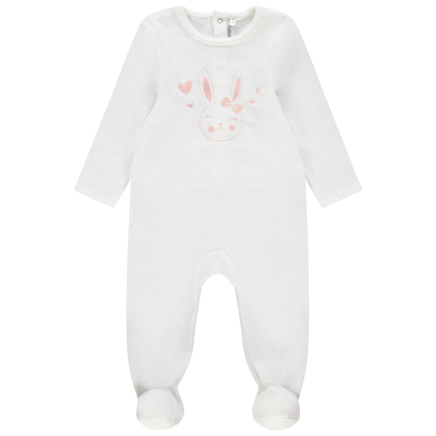 Dors-bien en velours print lapin et coeurs pour bébé fille 