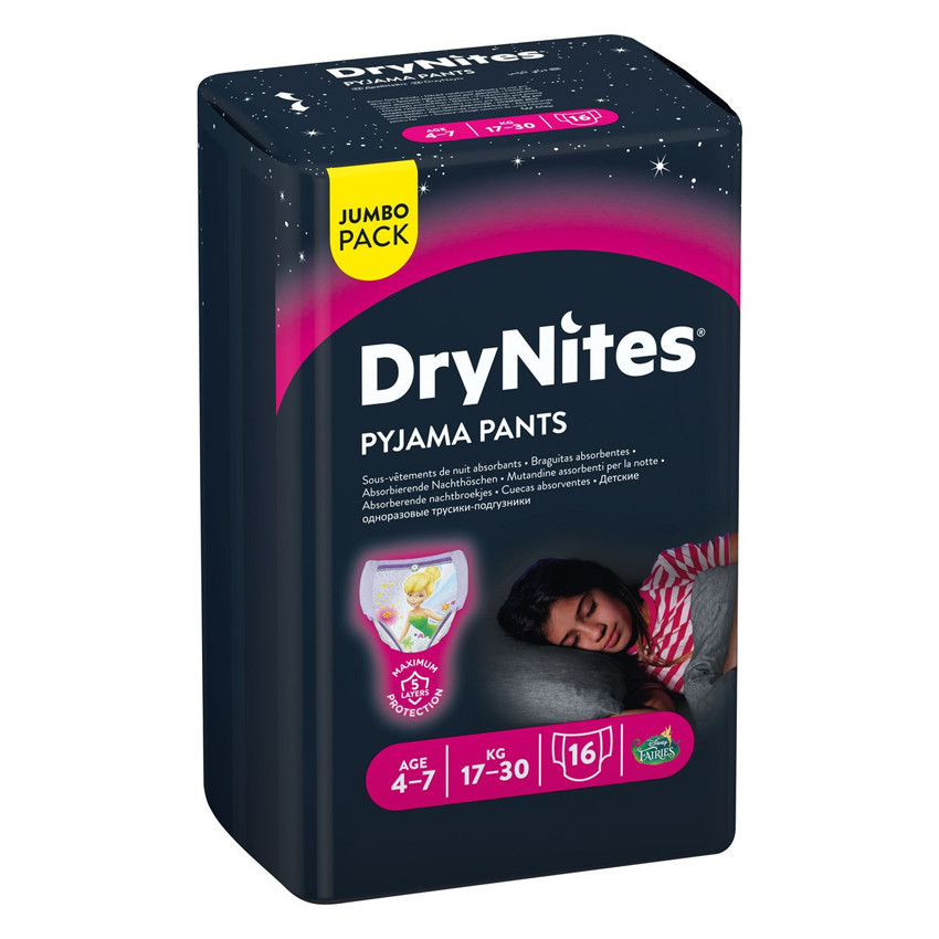 Sous-vêtement de nuit absorbant DryNites x16 - Fille 4-7 ans 