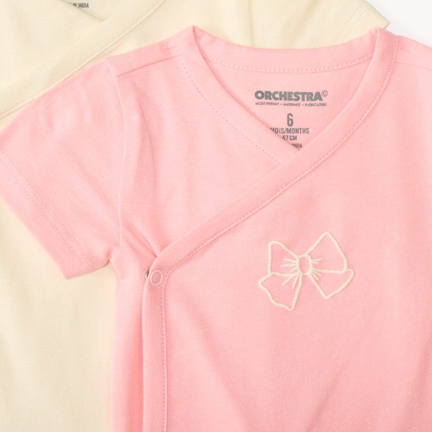 Lot de 7 bodies manches courtes motif nœud pour bébé fille ouverture différentes selon l'âge 