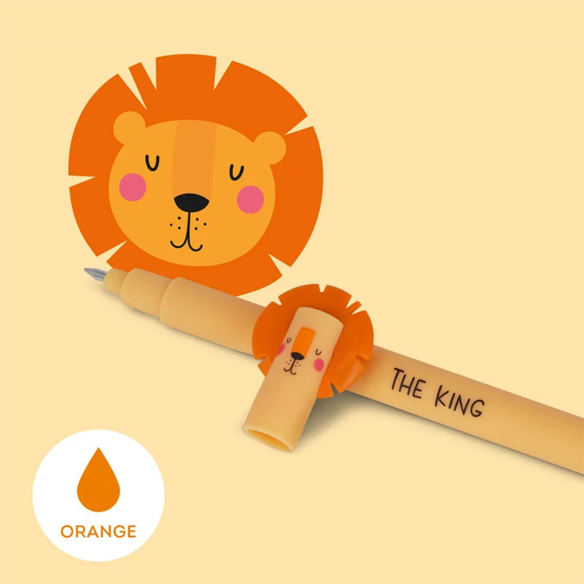 Stylo gel à encre orange effaçable Lion 