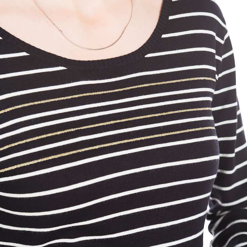 Pull de grossesse à rayures contrastées et lurex doré 