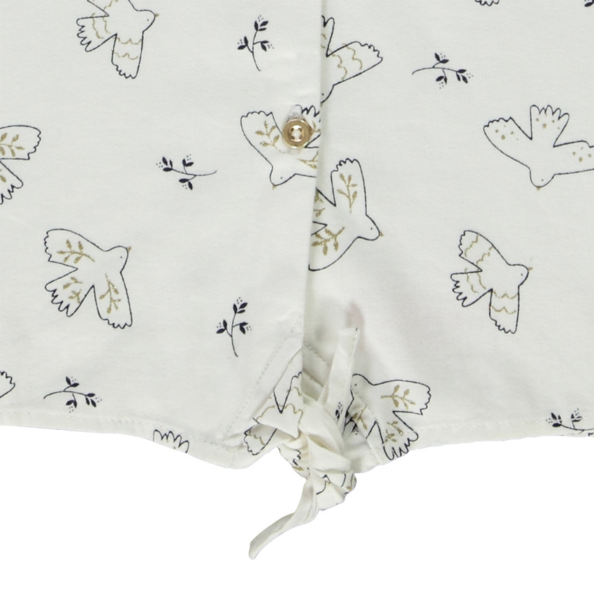 Chemise manches longues imprimé oiseaux pour fille 