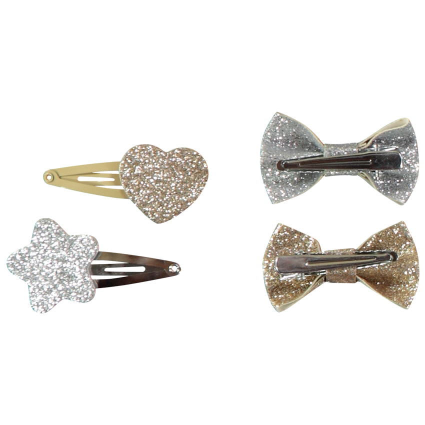 Lot de 4 barrettes glitter pour fille 