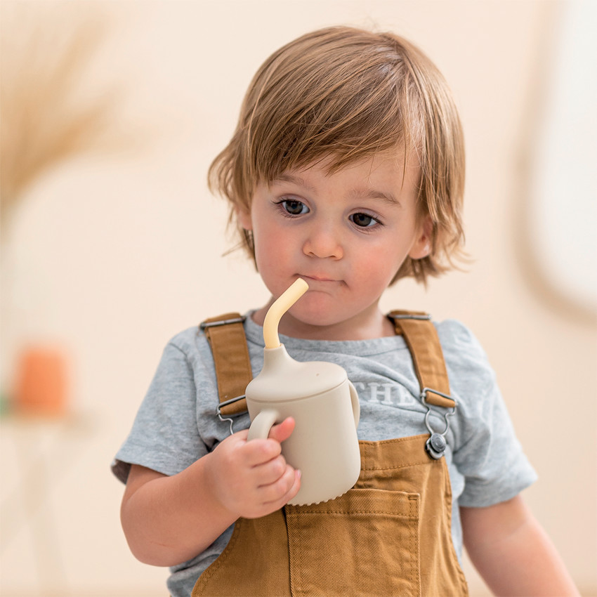 Gobelet d'apprentissage avec paille Sable/Vanille 