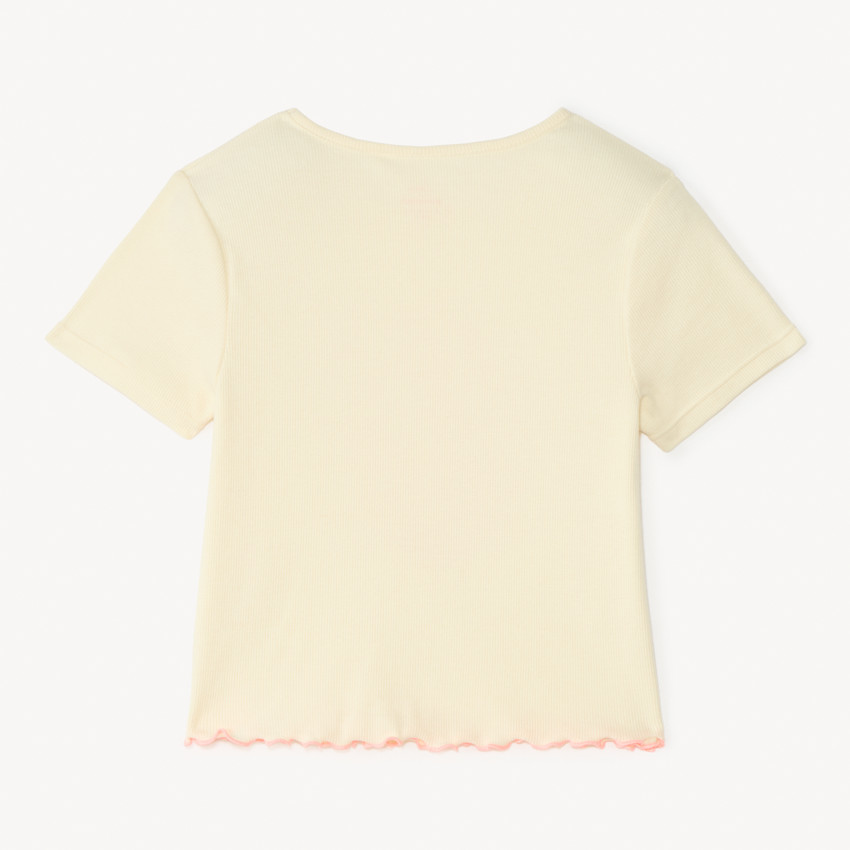 T-shirt manches courtes en maille côte avec broderie Minnie Disney pour fille 