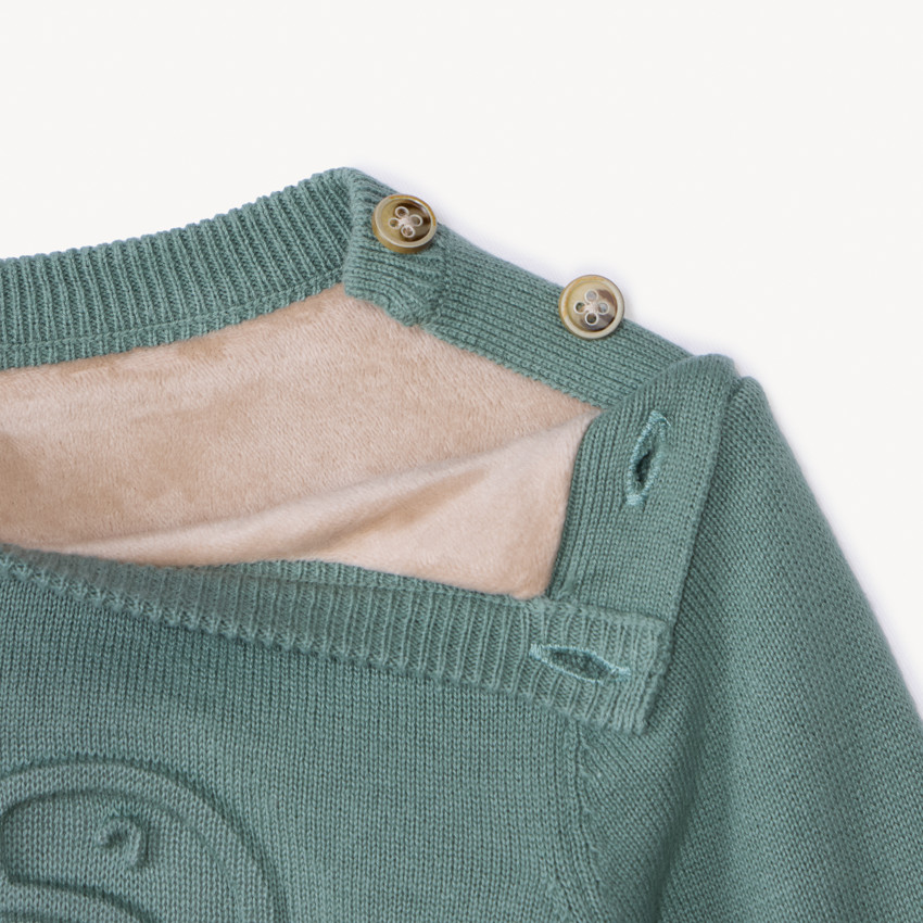 Pull en tricot doublé motif dino en relief pour bébé garçon 