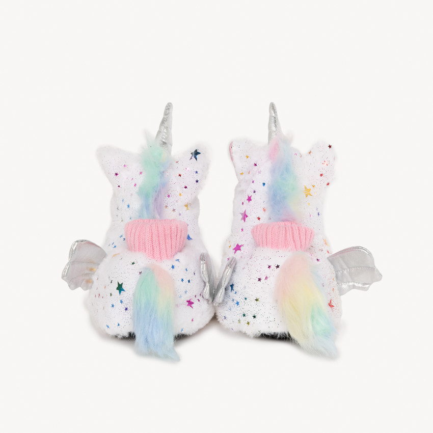 Chaussons peluche licorne imprimé étoiles pour fille 