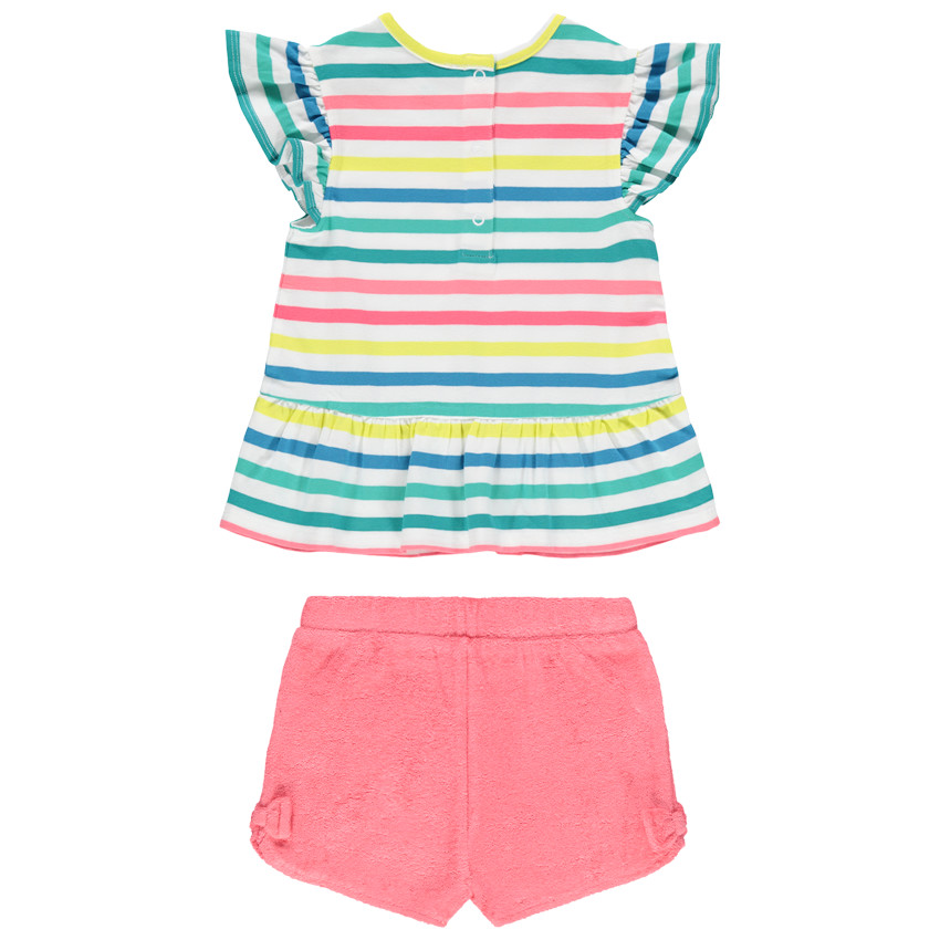 Ensemble avec tunique rayée print Minnie Disney et short en éponge 