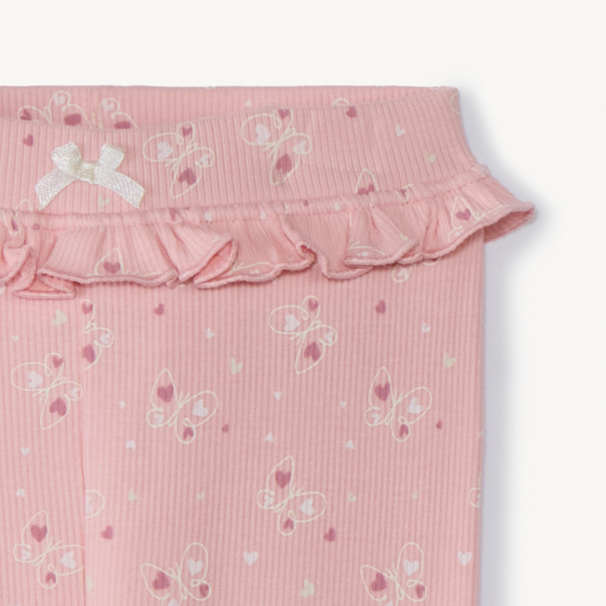 Caleçon long côtelé à imprimé fantaisie pour bébé fille 