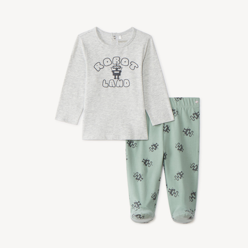 Pyjama 2 pièces long bébé garçon motif robot (Finitions différentes selon l'âge) 