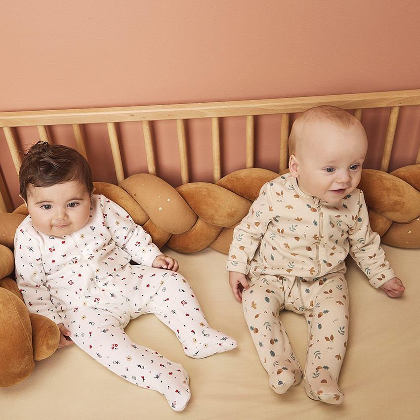 Lot de 2 dors-biens zippés et bi-matières pour bébé fille 
