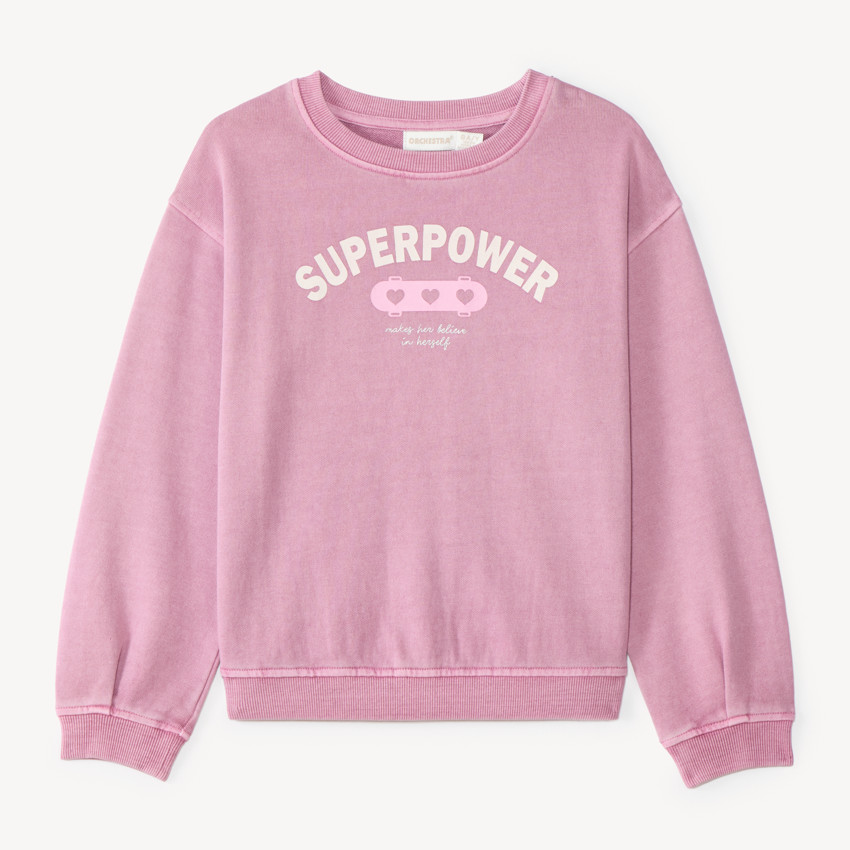 Sweat oversize fille rose délavé  