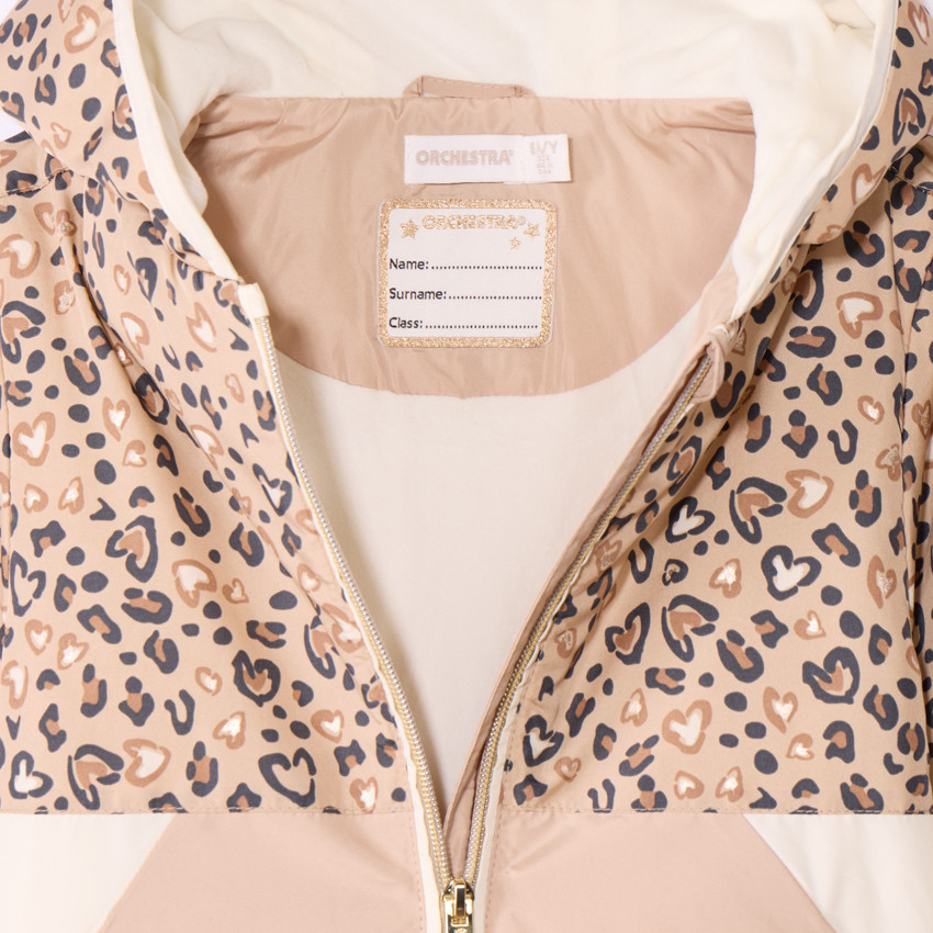 Coupe-vent rétro imprimé cœurs léopards pour fille 