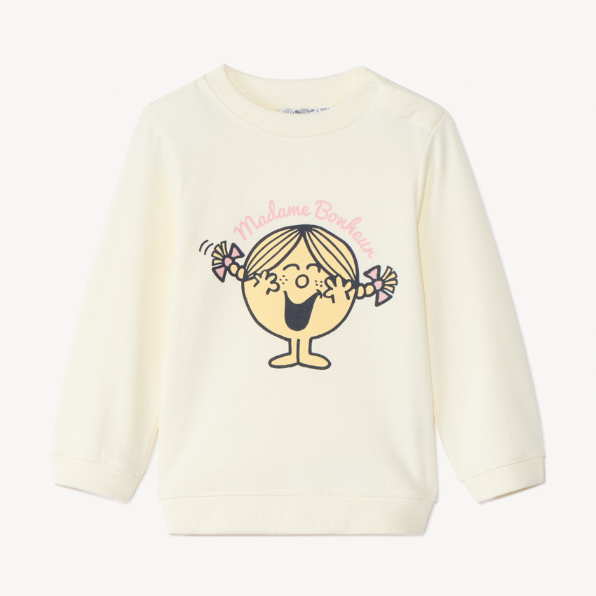 Sweat en molleton uni avec print fantaisie pour bébé fille