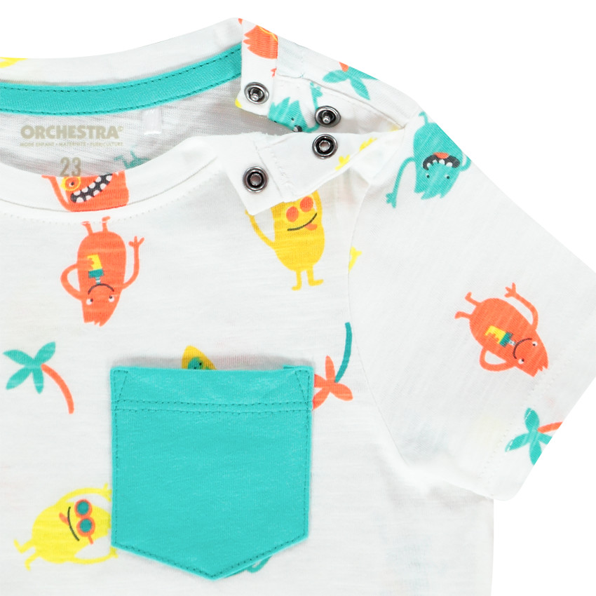 T-shirt manches courtes imprimé monstres pour bébé garçon 