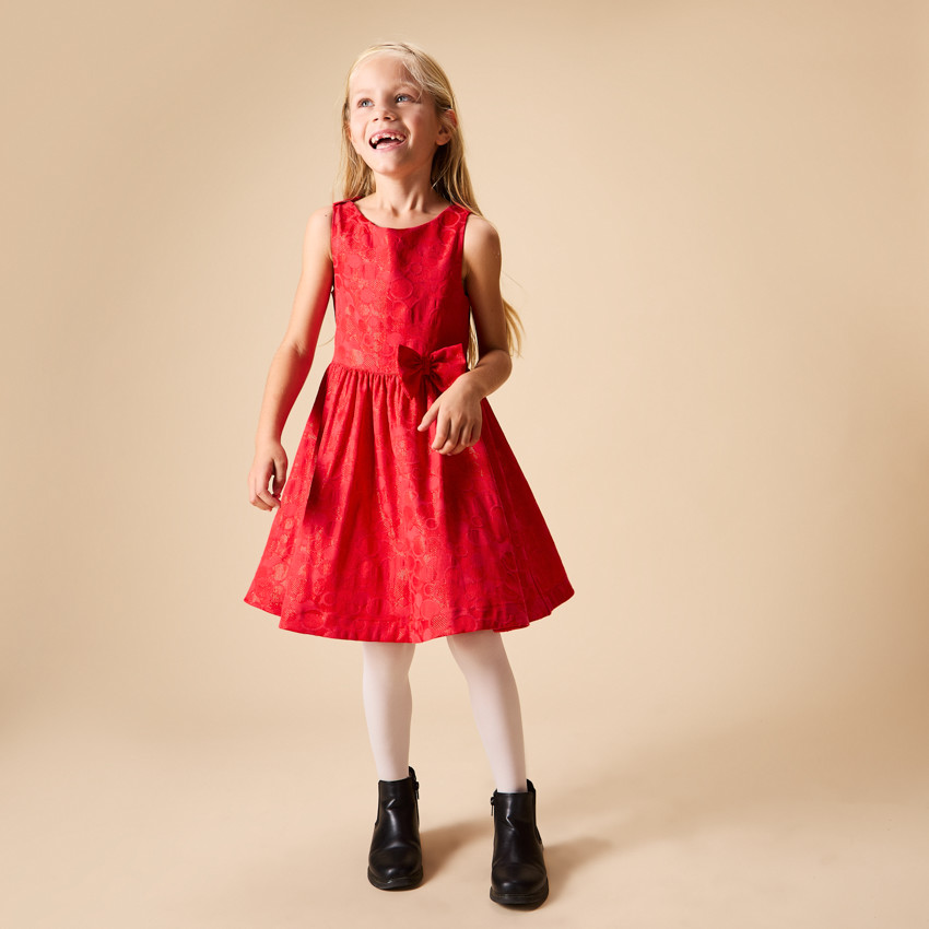 Robe de fête sans manches motifs jacquard irisés pour fille 