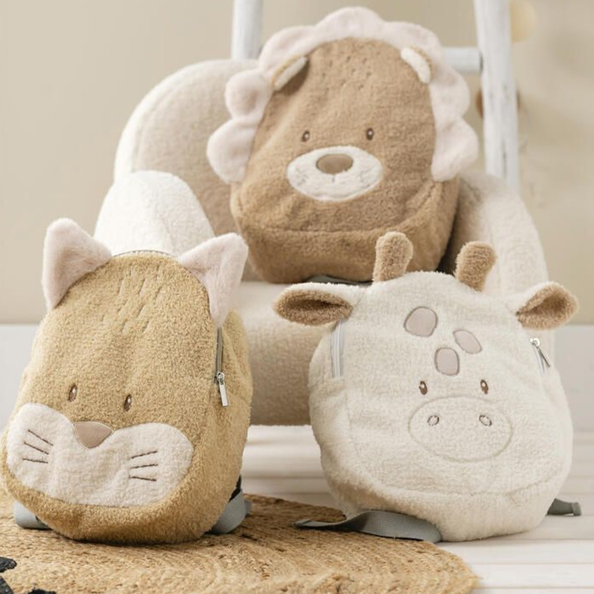 Sac à dos - Girafe Teddy bouclette - écru 