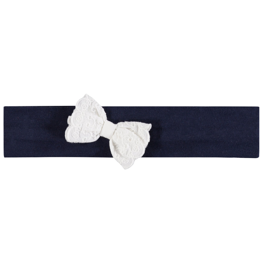 Bandeau à nœud en broderie anglaise pour bébé fille 