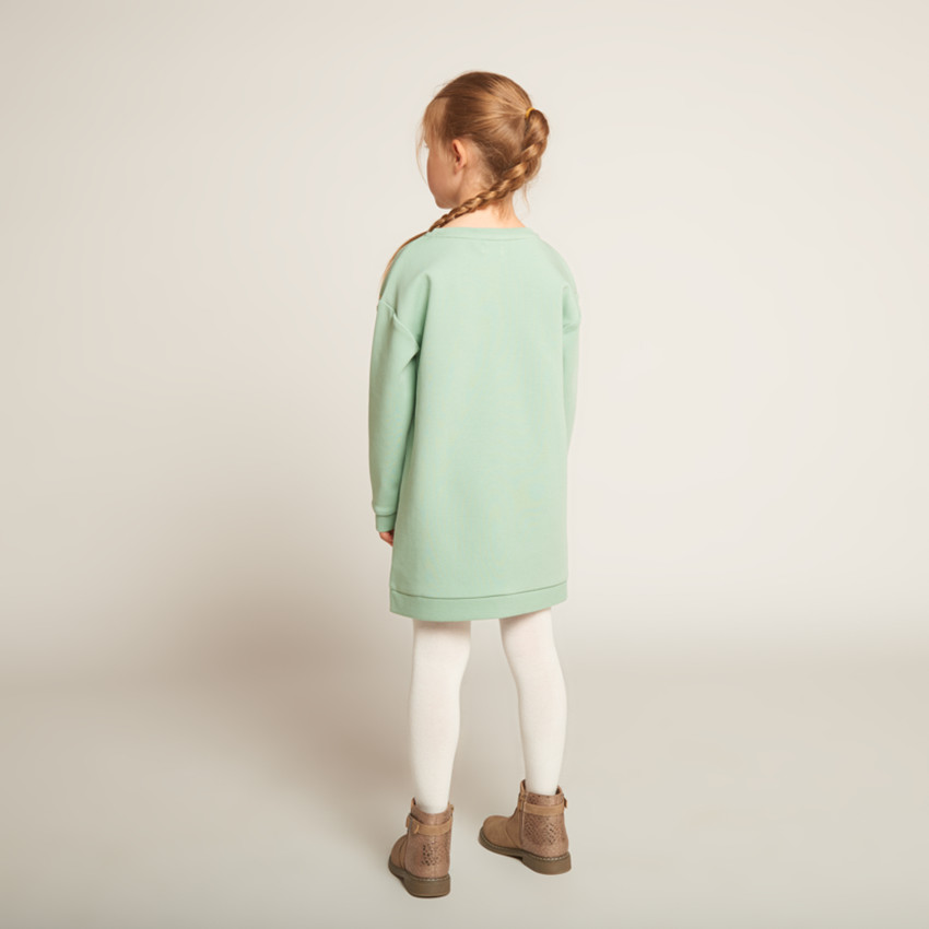 Robe sweat molletonnée à poche kangourou fille 