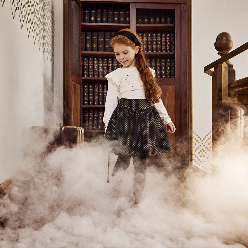 Jupe en jacquard imprimé étoiles lurexées pour fille 