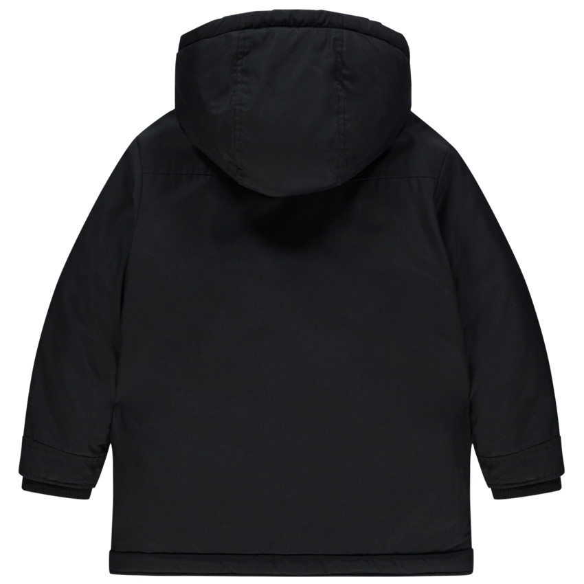 Parka noire doublée flanelle à carreaux pour enfant garçon 