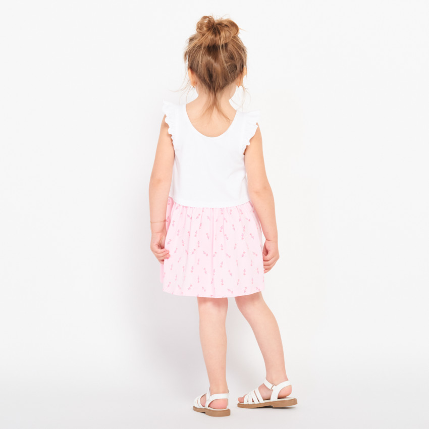 Robe fantaisie flamants roses avec manches volantées pour bébé fille 