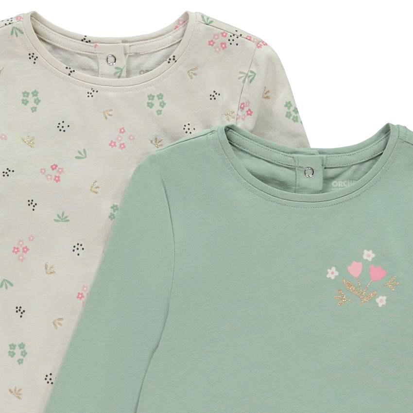 Lot de 2 t-shirts manches longues fantaisie pour bébé fille 