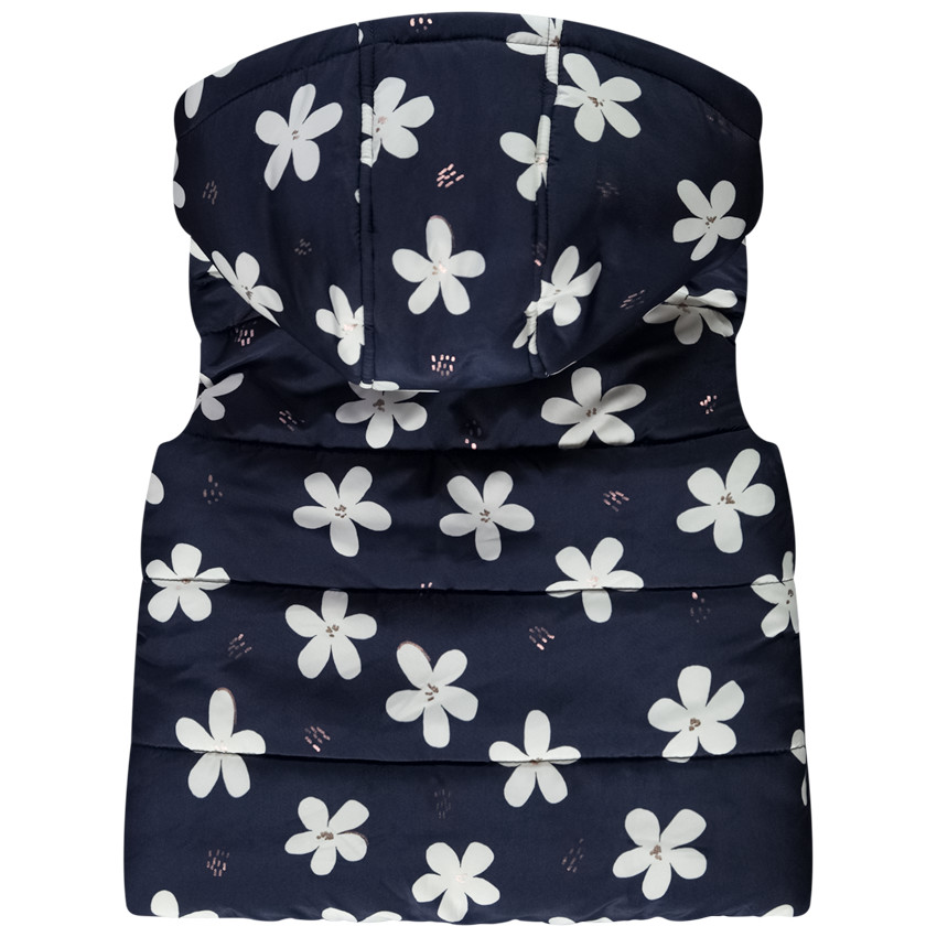 Doudoune sans manches à capuche imprimé fleurs pour fille 