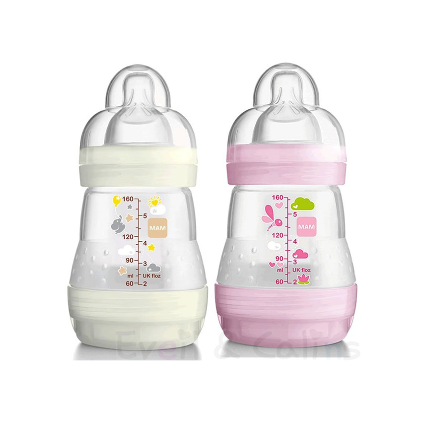 Lot de 2 biberons anti-coliques 0/6 mois 160 ml - Tétine débit 1 