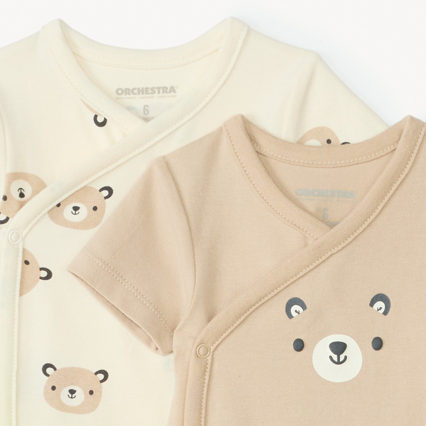 Lot de 2 bodies manches courtes oursons pour bébé garçon 