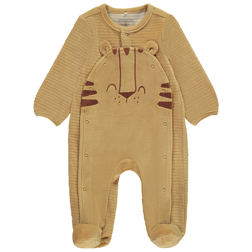 Dors-bien ludique en velours motif tigre pour bébé garçon 