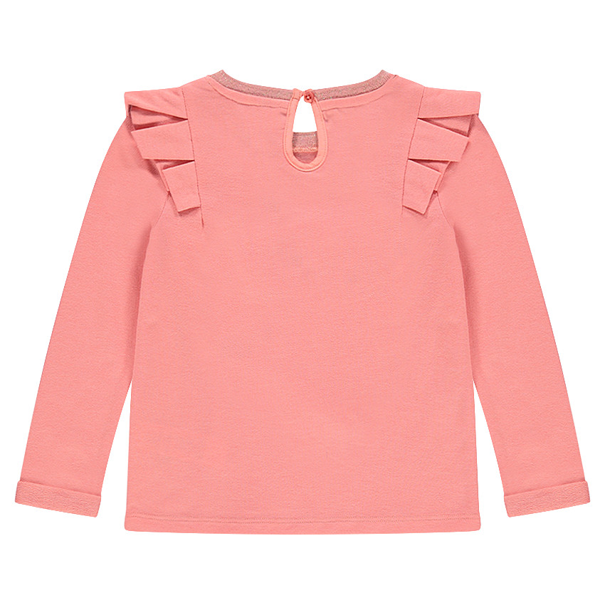 Sweat en molleton chiné avec volants et fleurs fantaisie 