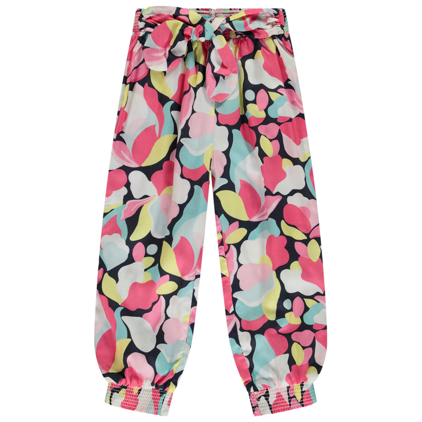 Pantacourt fluide à nouer imprimé fantaisie pour fille 