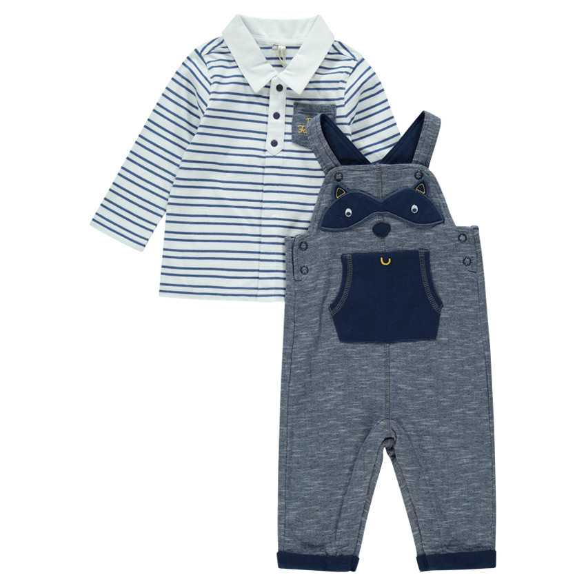 Ensemble polo manches longues et salopette avec patch 