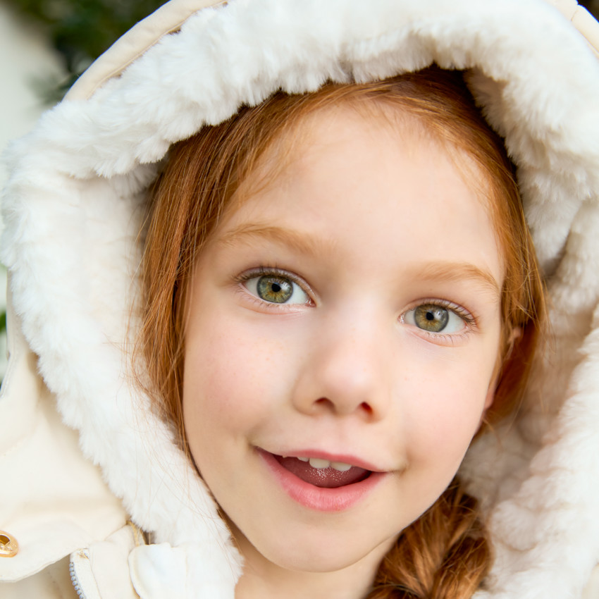 Doudoune manches longues en twill et sherpa + gilet pour fille 