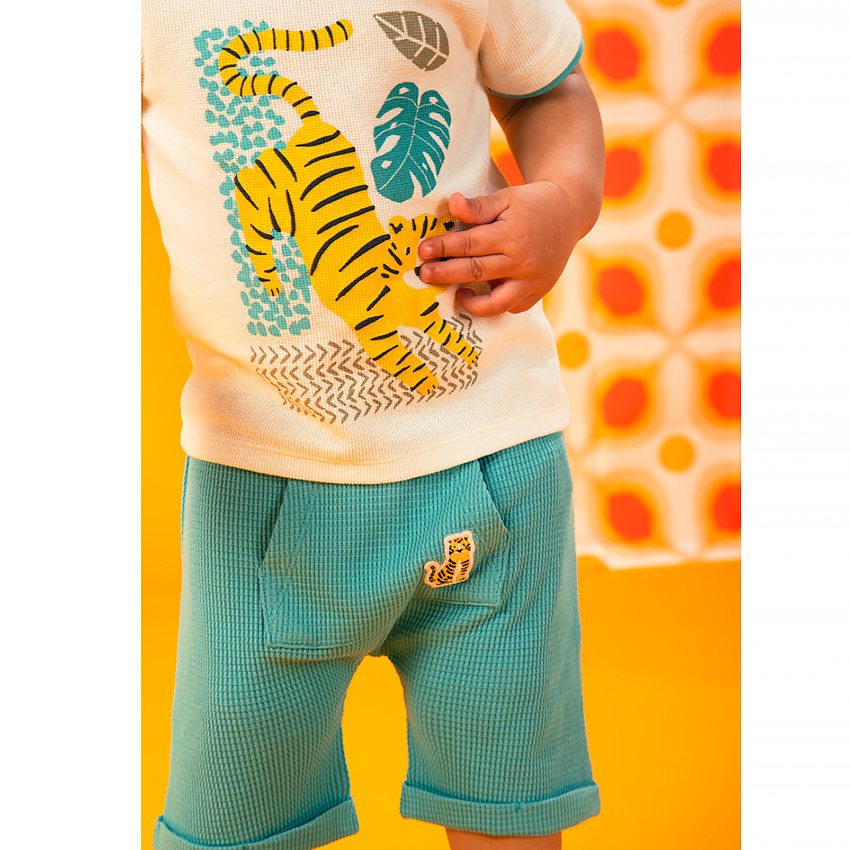 Bermuda en coton gaufré avec poche kangourou pour bébé garçon 