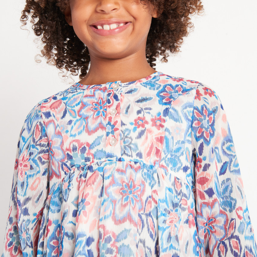 Robe manches longues à fleurs pour fille  