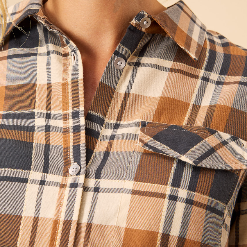 Chemise manches longues à carreaux pour femme 