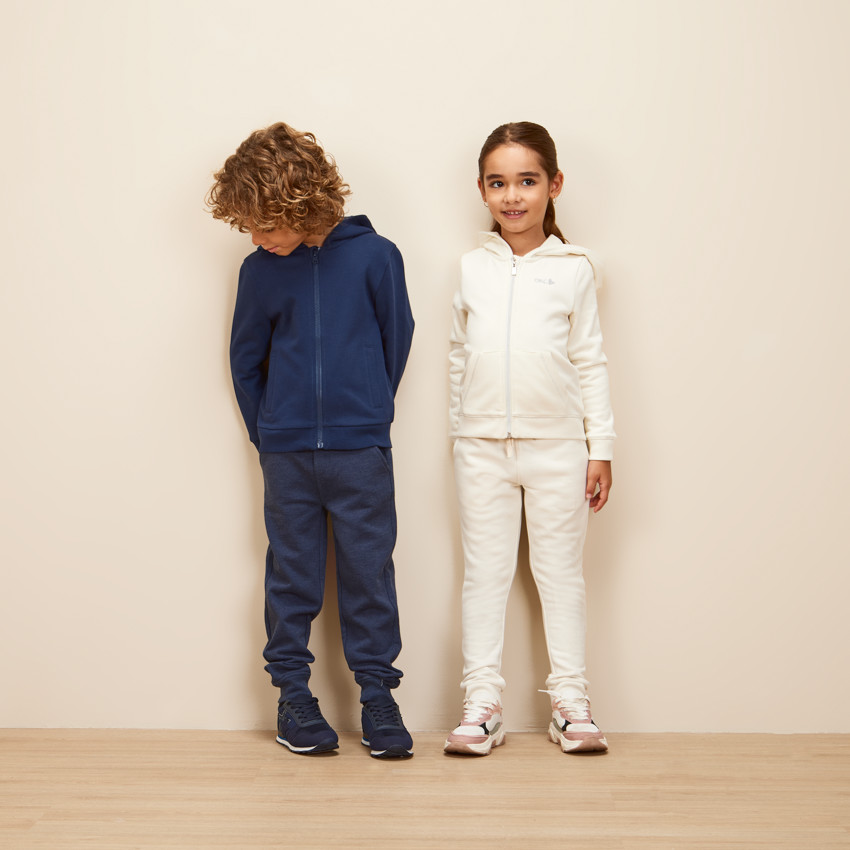 Gilet à capuche uni molletonné et brodé fille 