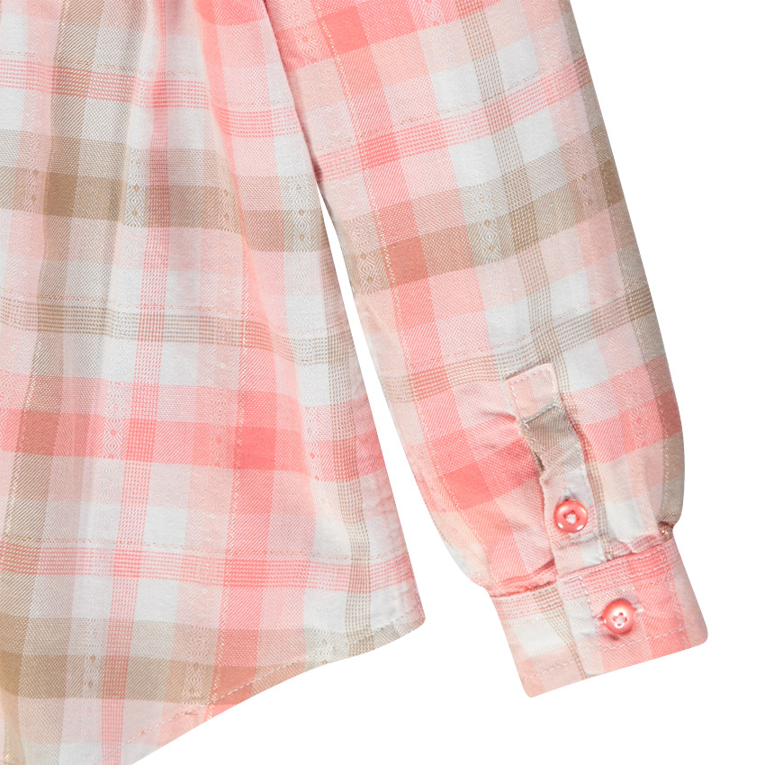 Chemise liquette à carreaux multicolores et fils bronze 