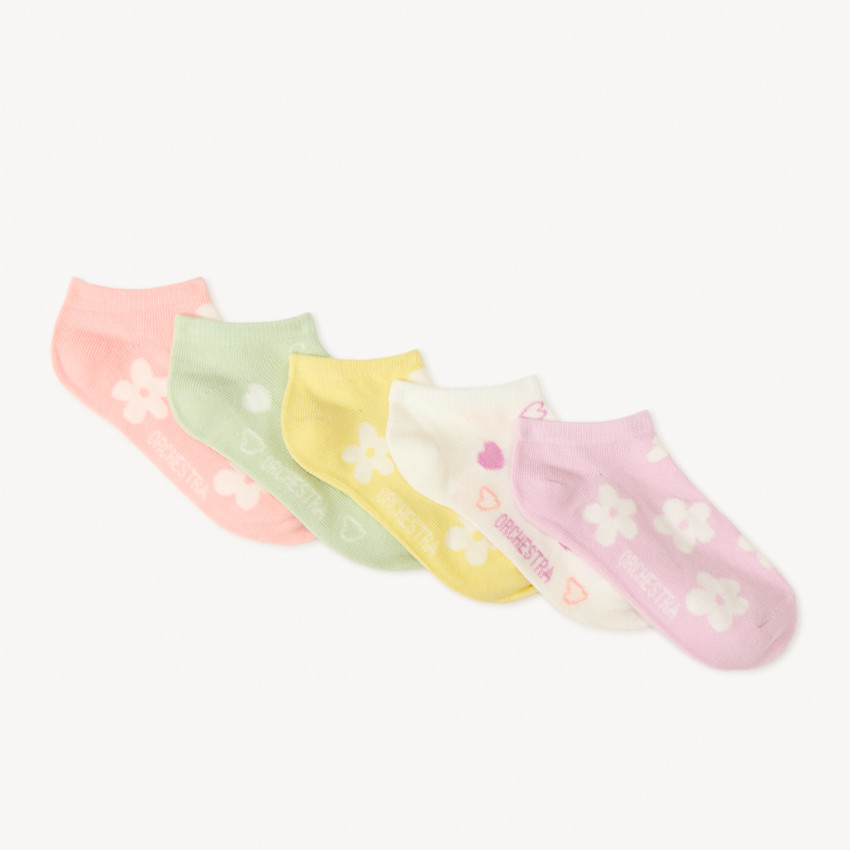 Lot de 5 paires de chaussettes courtes fantaisie pour fille 