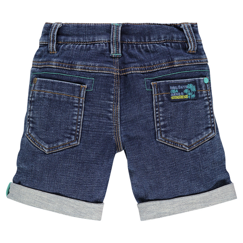 Bermuda en molleton effet jeans avec patch cousu au dos 