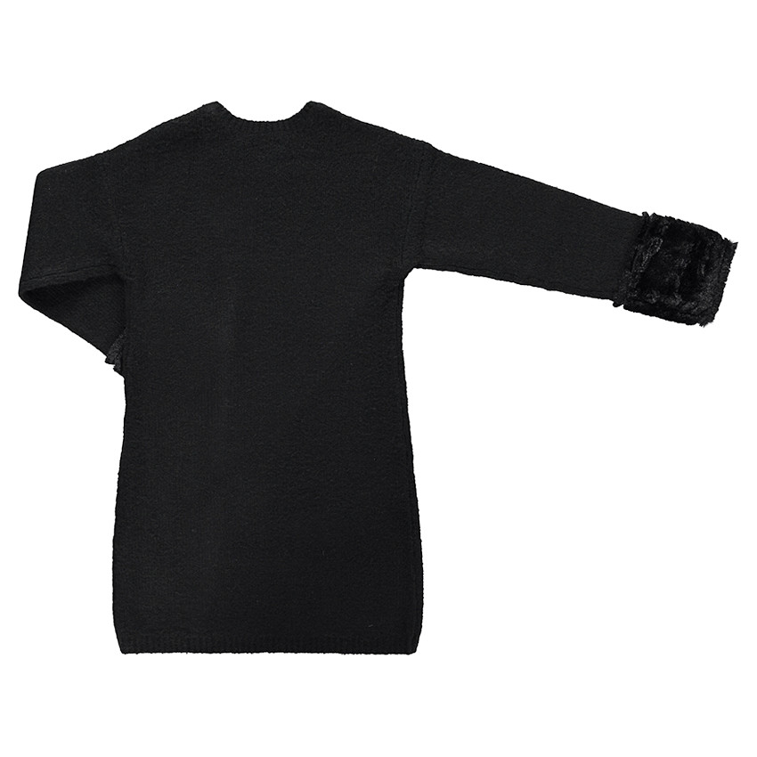 Robe manches longues en tricot avec fausse fourrure 