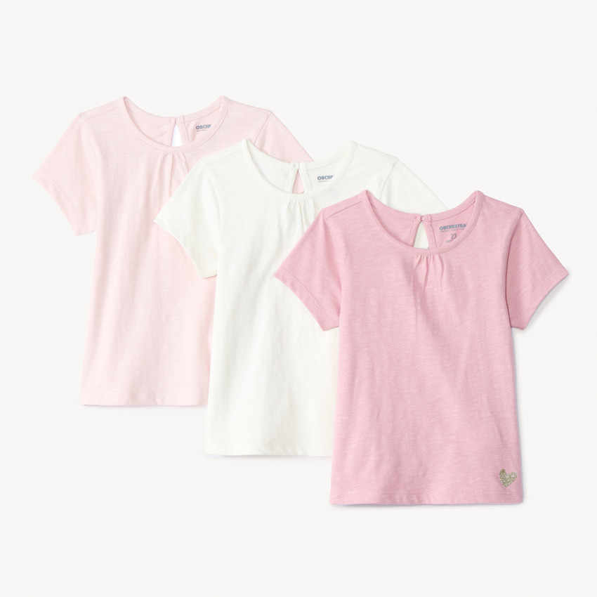 Lot de 3 t-shirts manches courtes unis pour bébé fille