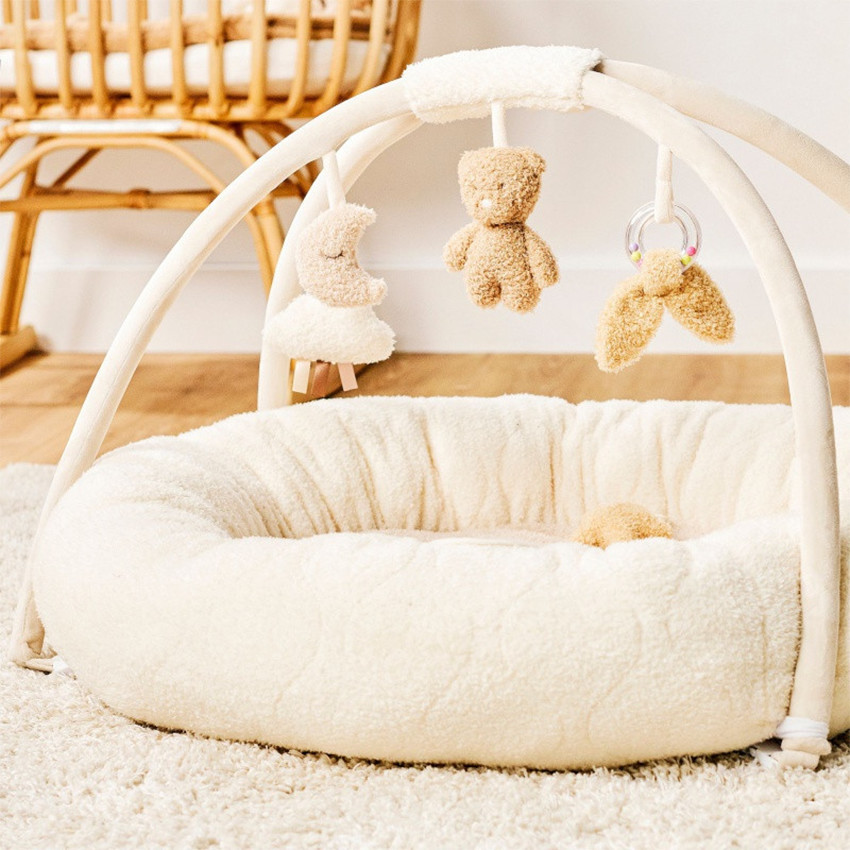Tapis d'éveil pouf avec arches 90x90cm Teddy Bouclette - Ecru (Nattou) - Image 7