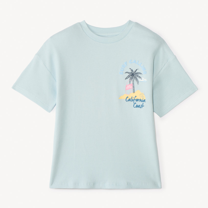T-shirt manches courtes en nid d'abeille print fantaisie pour garçon 