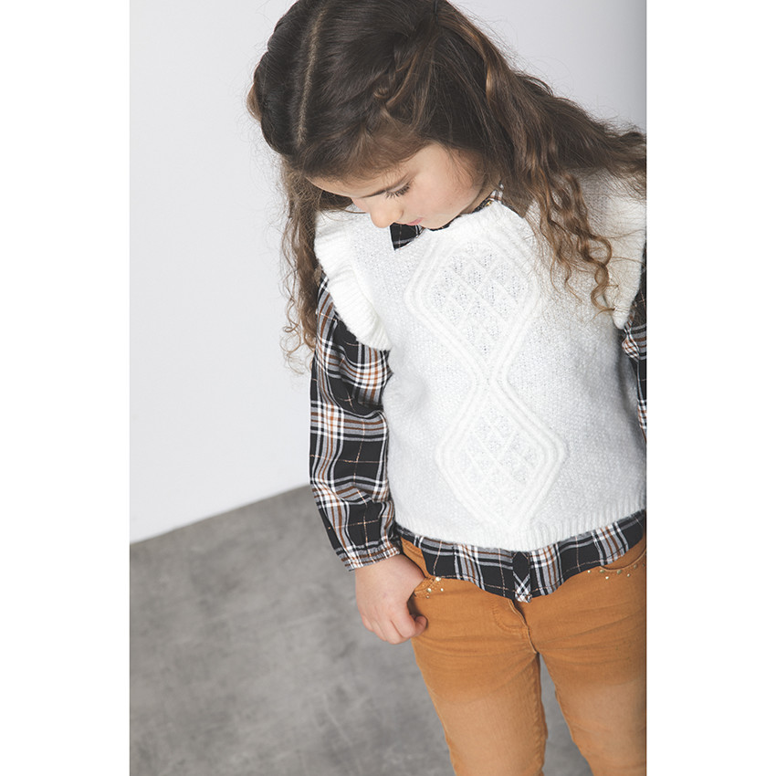 Chemise manches longues à carreaux pour enfant fille 