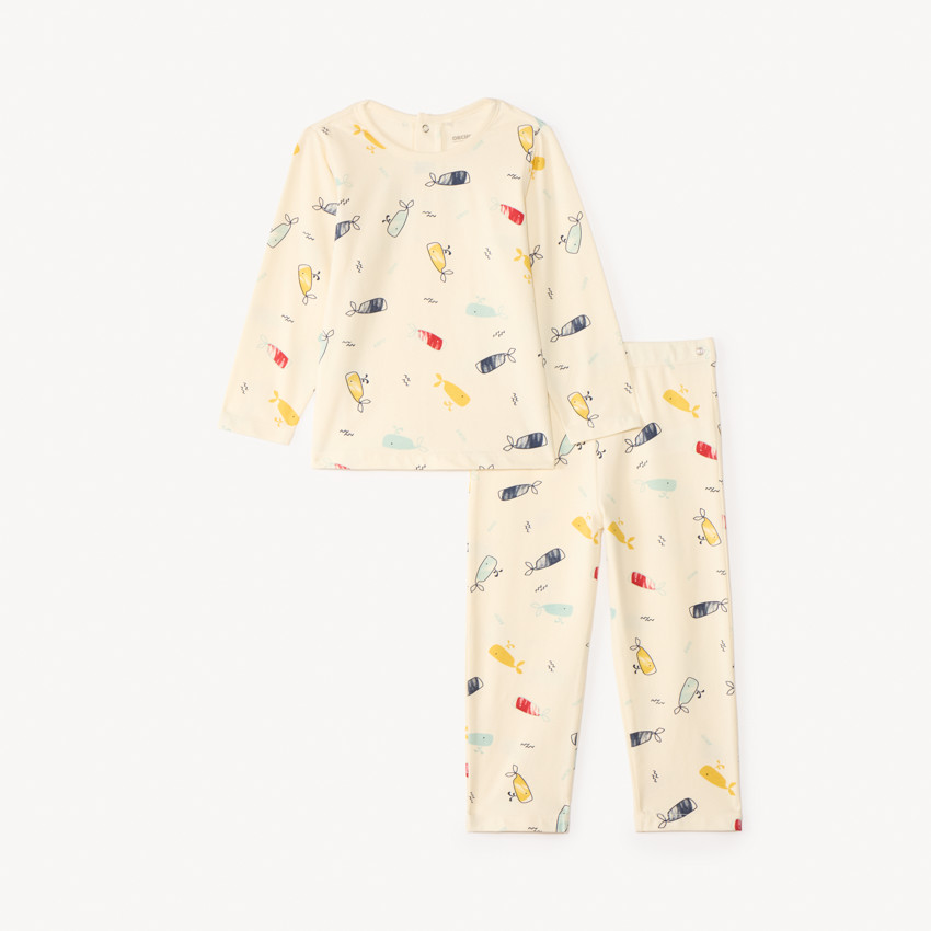 Set pyjama 2 pièces pour bébé garçon avec finitions différentes selon l'âge 